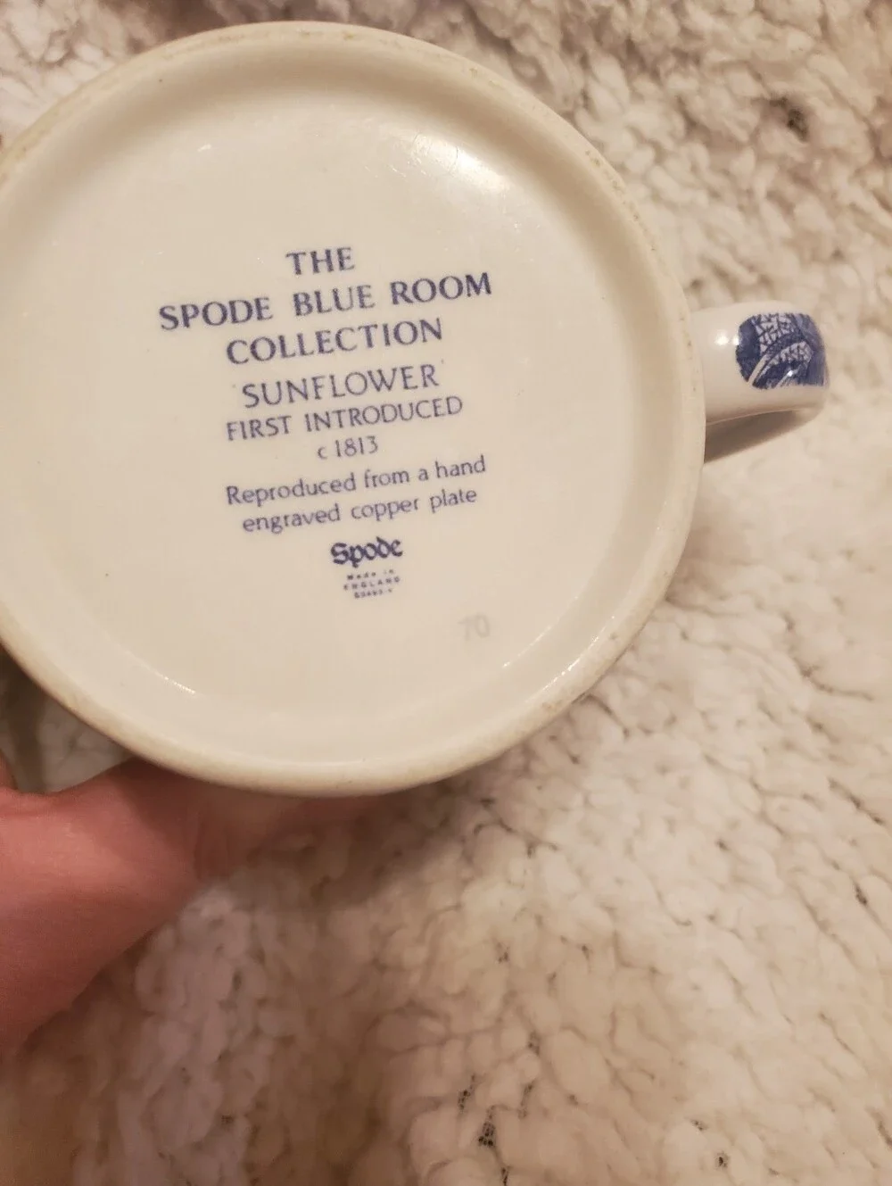 Spode Blue Room Collection SUNFLOWER 8 oz Coffee Cup / Mug Rare Find Cottagecore